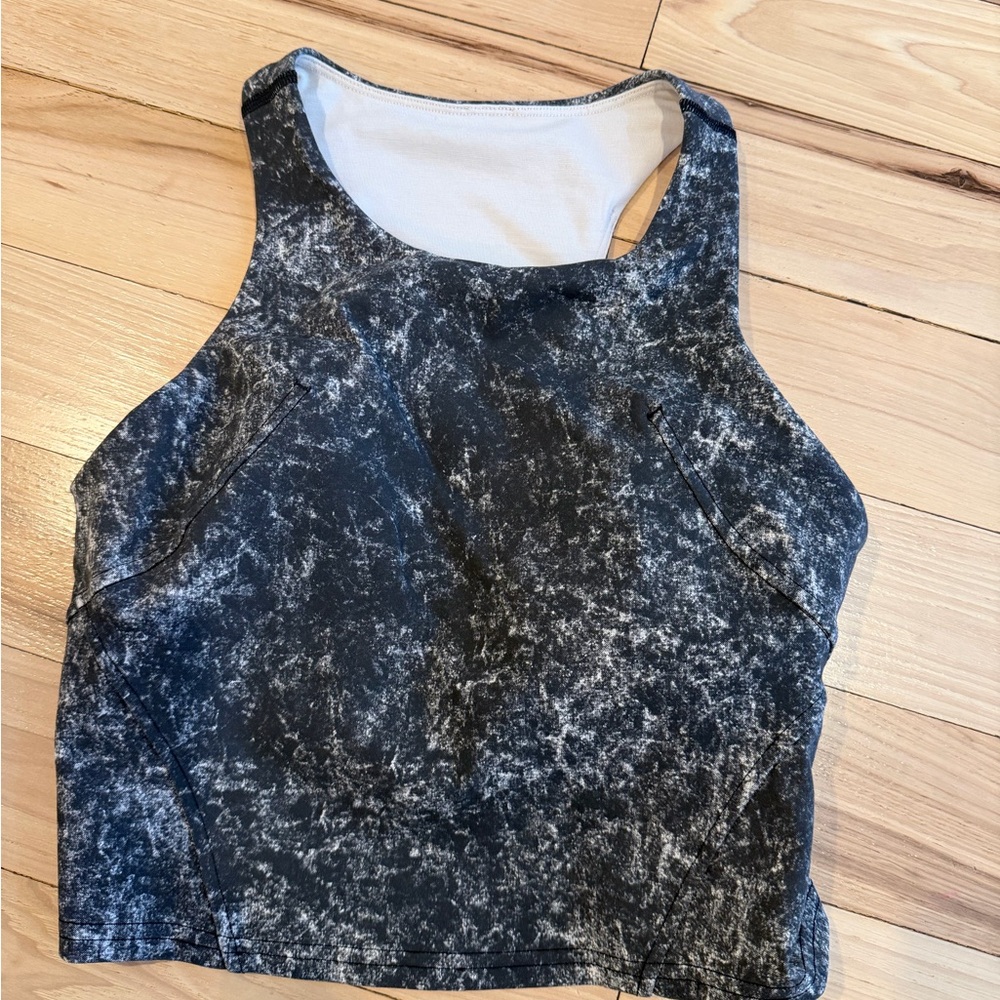 Lululemon Invigorate Training Tank Top Denim Wash Print White Opal Multi!